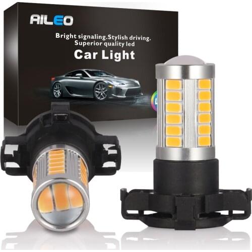 AILEO 2X Xenon White Amber Gold Error Free PY24W 5200s 106-SMD LED for Audi BMW Land Rover Mercedes-Benz Front Turn Single Light