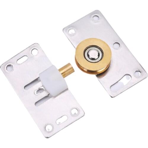 Wardrobe moving door top bottom stainless steel grooves copper wheel sliding door cabinet pulley track guide wheel accessories