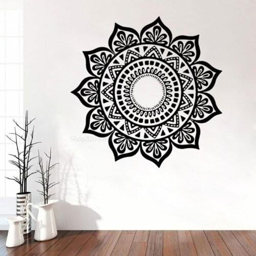 Creative Mandala Indian Round Yoga Wall Stickers Vinyl For Yoga Studio Living Room Bedroom Home Decor Art Removable Mural CN201