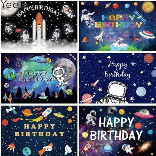 Yeele Birthday Party Decor Backdrop Props Photographic Astronaut Space Planet Baby Shower Backdground Banner For Studio Shoots