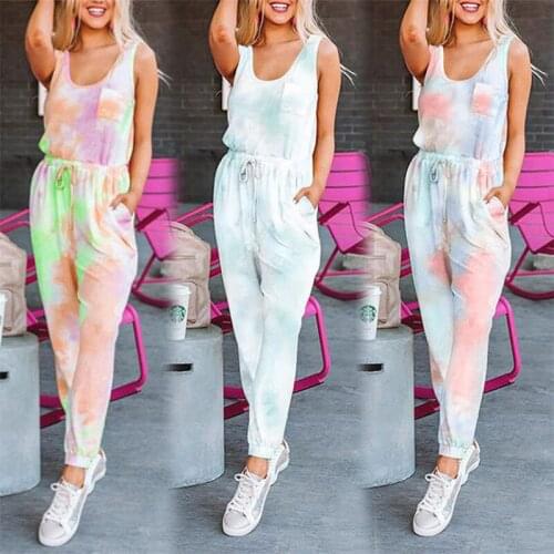 Summer 2020 Sweet Fashion Casual Tie-dye 2pcs Women Set Sweatshirts Sweatshirt + Pants 2 Pieces Set Woman Clothes Lady Plus Size