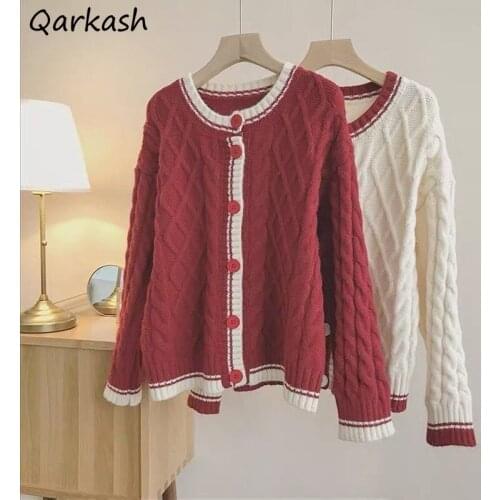 Sweaters Cardigans Women Patchwork Knitted Retro Single Breasted Japanese Style Loose High Quality Fashion Cozy Female Jumpers