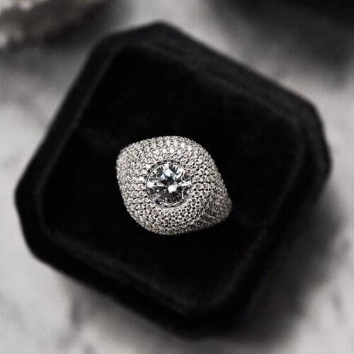 Luxury 100% 925 Sterling Silver Created Moissanite Gemstone Wedding Party Full Diamond Ring For Women Fine Jewelry Wholesale