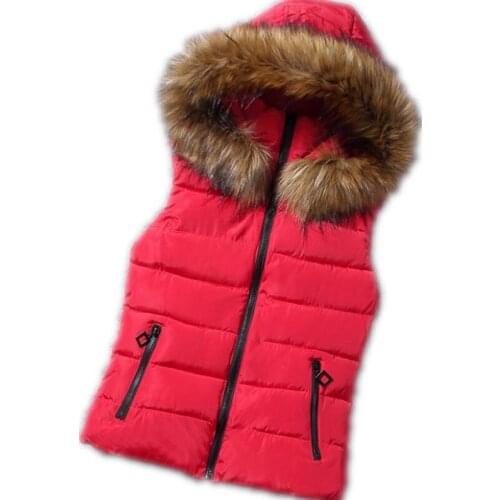 Winter Vest Women Jacket Coat Down Cotton Casual 2018Hooded Fur Collar Vest Slim Female Short Outerwear Casual Vest Hot SaleQ791