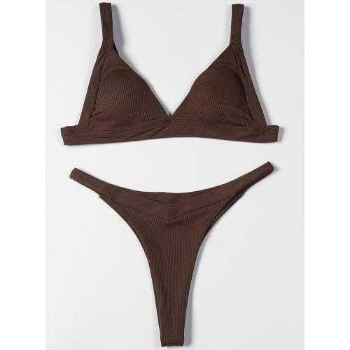 ZTVitality Bikini Solid Sexy Bikinis 2021 Newest Padded Bra High Cut Low Waist Swimsuit Female Swimwear Women Brazilian Biquini