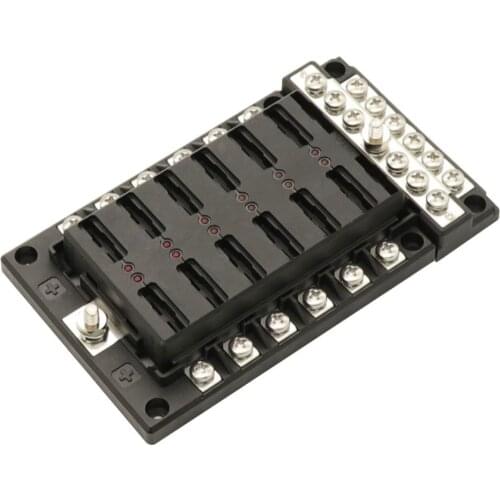 12 Way Fuse Box Block Holder LED Indicator 12V 32V RV Marine Boat Car