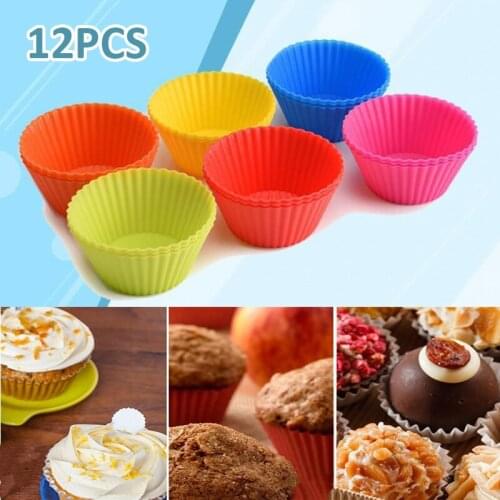 12Pcs/Set Silicone Muffin Cups Chocolate Cupcake Liner Baking Cup Cookie Mold Baking Chocolate Dessert Tools Cake Stencil
