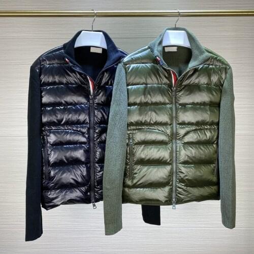 2021 Men down jacket Wool+cotton Mixed knitting Splicing Slim Fashion Casual warmth Autumn Winter coat filling White duck down