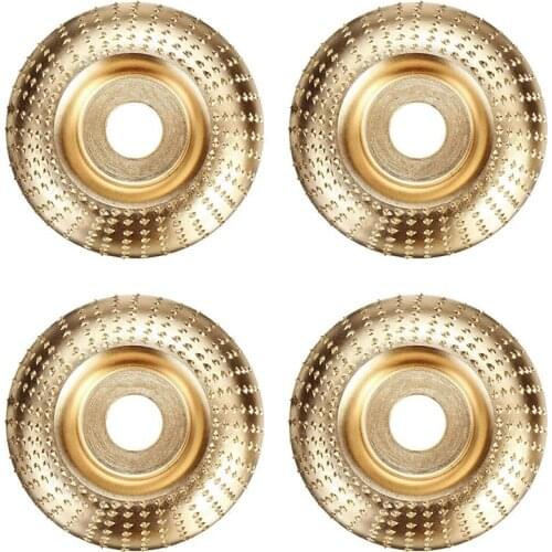 4Pcs 100mm Wood Shaping Discs,Bore 22mm Carving Wheels, Woodworking Angle Grinder Attachment