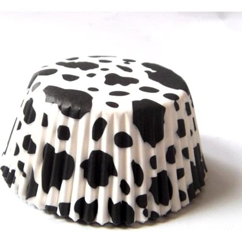 50X Farm Animal Prints Cupcake Liners Baking Muffin Box Cup Case Tray Cake Mold Wrapper Holder Cow Pattern Cupcake Cups Birthday