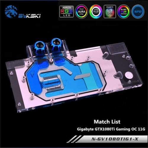 BYKSKI Gpu Water Block use for GIGABYTE GTX1080Ti-Gaming-OC-11G/GTX1080TI-GAMING-11G /GV-N108TTURBO-11GD Full Cover Copper Block