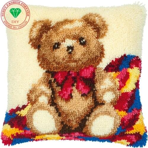 Diy pillowcase Yarn Embroidery Cross Stitch Kit Cushion Pillowcase set DIY Needlework Embroidery Set Home Decoration Gift Bear