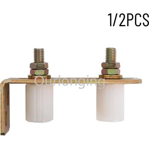1/2PCS Slide Gate Guide Roller with L Bracket Adjustable Dual Nylon Rollers Gate Assembly Support for Sliding Gates Door