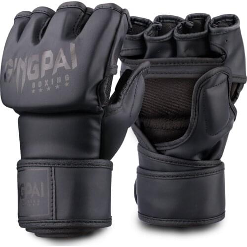 Half Mitts MMA Gloves for Men Women,Fingerless Punching Heavy Bag with More Paddding Gloves for Kickboxing Sparring Muay Thai