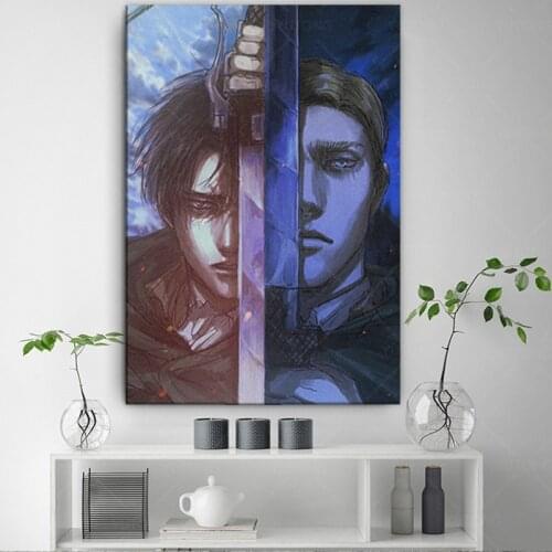 Shingeki No Kyojin Levi Erwin Smith Canvas Wall Art Decoration Poster Prints for Living Room Home Bedroom Decor Painting