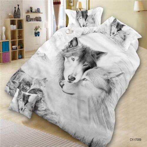 Hot Classic Polyester Quilt cover Set 3D Cool Wolf Oil Print Bed Clothes Comforter Cover Duvet Cover Set Pillowcase