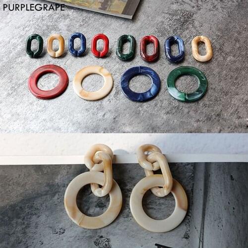 PURPLEGRAPE DIY Handmade Material Earrings Accessories Geometric Resin Marble Pattern Retro Fashion Womens Pendant 4 pieces