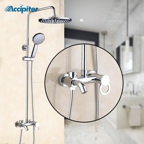 New Style Bathroom Shower Faucet Set 3 Functions Shower Mixer Tap with Shower Head Sprayer Chrome