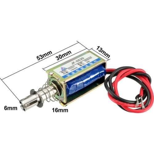 JF-0530 DC 6V/12V/24V Open Frame Style Solenoid Coil 300mA 10mm Stroke Mayitr Miniature Push Pull Type Electromagnet