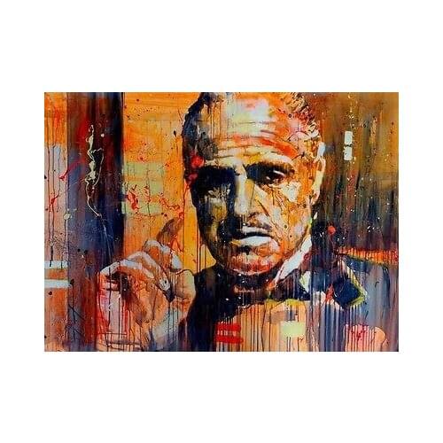 TOP Original ART oil painting- The Godfather Marlon Brando Abstract painting -100% hand painted - 36 "- free shipping COST