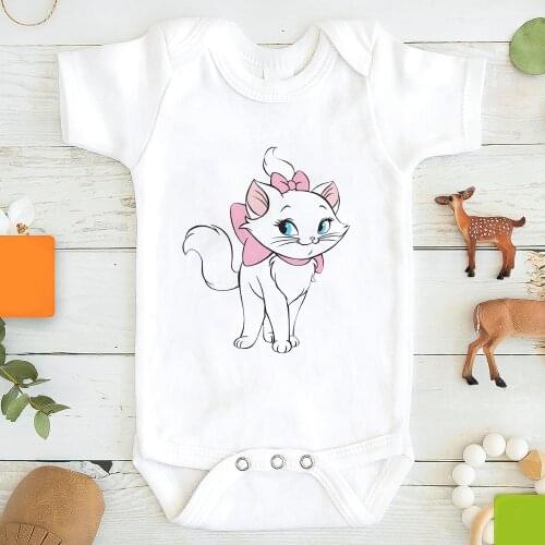 Marie Cat Harajuku Funny Cartoon Newborn Jumpsuit Kawaii Disney Aristocats Toddler Clothest Cute Anime Fashion Infant Bodysuits