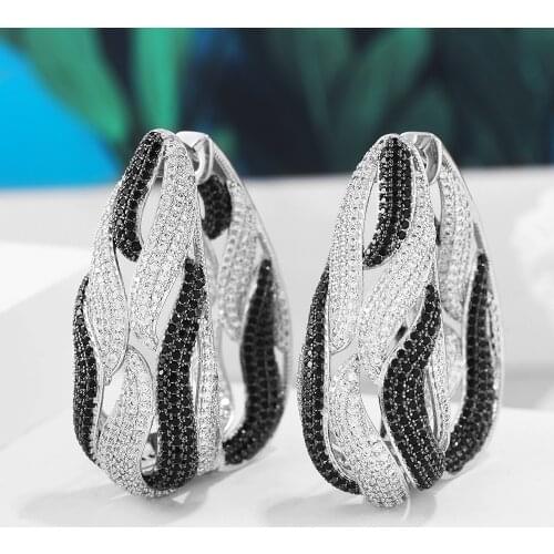 High Quality Punk Original Brand Big Hoop Earrings for Women Wedding Engagement Party Jewelry Full Mini Cubic Zirconia