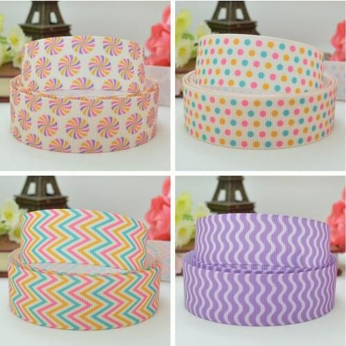 10 Yards 22mm 7/8" Candy chevron dot Pretty Girls Printed grosgrain ribbon hair bow Headwear DIY hair accessories retail B0929