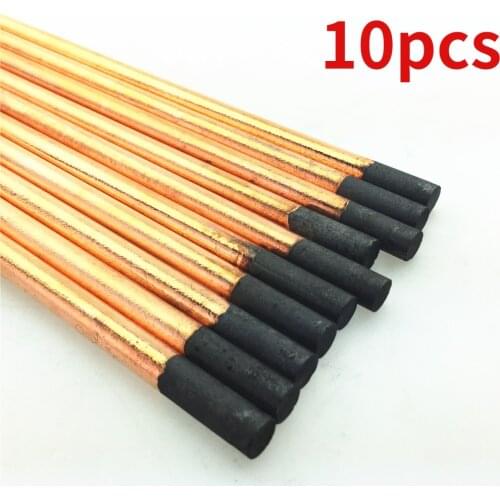 10pcs, for Auto Repair Parts Graphite Electrode Rod DC Round Carbon Rod Carbon Rod Welding Electrode Round/Flat Golden Yellow