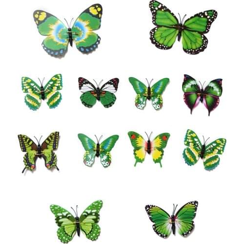 12Pcs/Set 3D PVC Wall Magnet Butterflies DIY 3D Wall Home Decor Poster Kids living Rooms Wall Decoration Kit