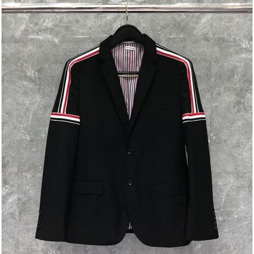 2021 Fashion Brand Formal Blazer Men British Casual Suit Mens Jacket Spring Single Breasted Shoulder Striped Wool Coat