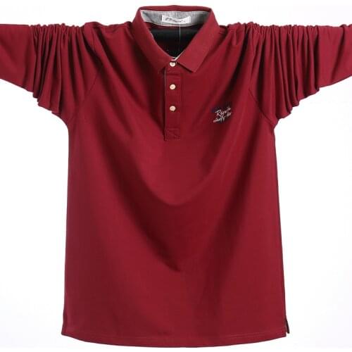 2021 Polo Shirt Long Sleeves Oversized Tees Cotton Male Large Tee Autumn Slim Loose Plus Size 5XL Men Casual Polo Shirt Mens