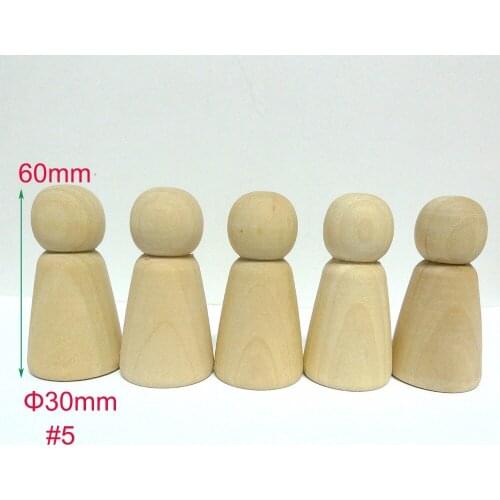 30pcs #5 Unfinished DIY Solid Wooden GIRL Peg Doll Bodies Supplies