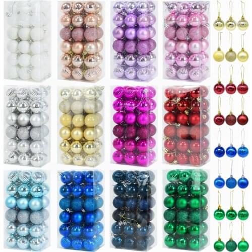 36pcs/set Christmas Balls Xmas Tree Ornament Glitter Bauble Ball Christmas Navidad New Year Home Hanging Tree Pendant Decoration