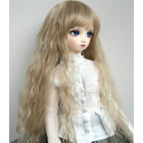 Doll accessories 1/3 Bjd wig doll hair slightly curly wavy long straight bang cute girl female hair roll - fa49