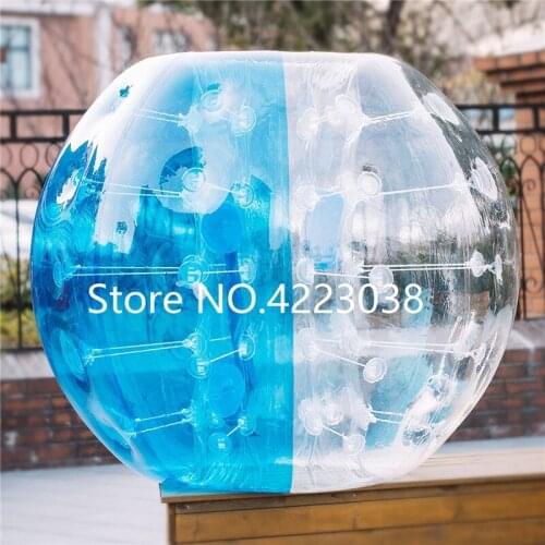 Free Shipping Blue and Clear PVC 1.5 m Dia Bumper Body Ball Inflatable Body Ball Body Zorb Ball Bubble Soccer for Adults