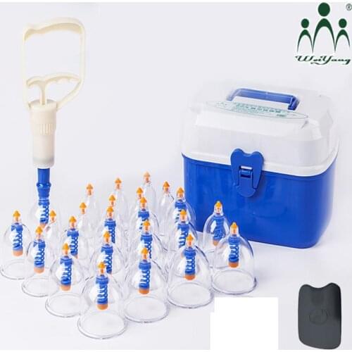Household 24 pcs cans vacuum cupping sets pull out thickening acupuncture magnetic body points therapy cups + Scrapping plate