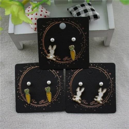 European American style Enamel Bunny carrots Fashion cute 2 pieces Set of combination stud earrings