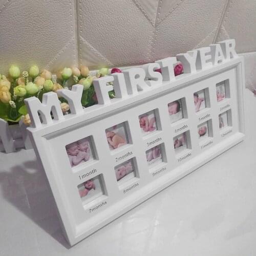 Creative DIY 0-12 Month Baby "MY FIRST YEAR" Pictures Souvenirs Commemorate Kids Growing Memory Gift Display Plastic Photo Frame
