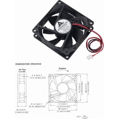 Gdstime 100 Pieces 2Pin 80mm x 25mm DC 24V 8cm Brushless Cooler Dual Ball PC Case CPU Cooling Fan 80x80x25mm 8025 80mm*80mm*25mm