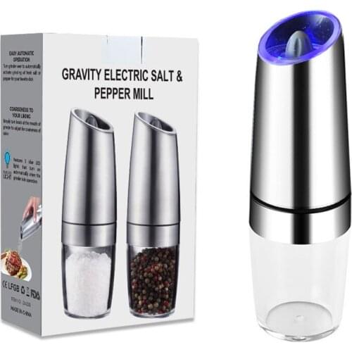 Gravity Induction Pepper Grinder Jar Electric Stainless Steel Sea Salt Black Pepper Seasoning Grinding Bottle Spice Container