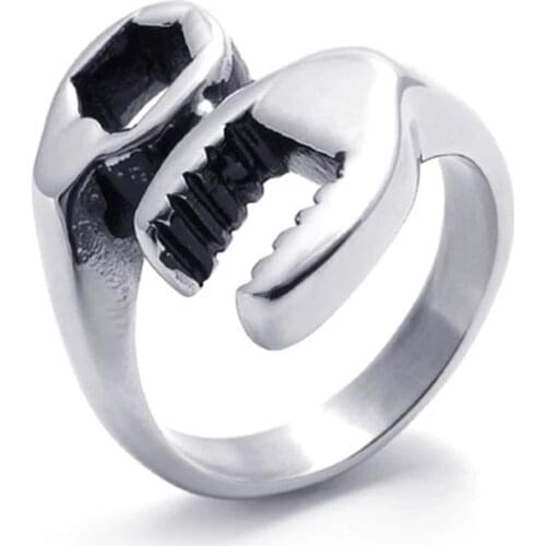 316L Titanium Stainless Steel Punk Biker Wrench Rings For Man Women Fashion Simple Mens Finger Rings Jewelry Best Gift