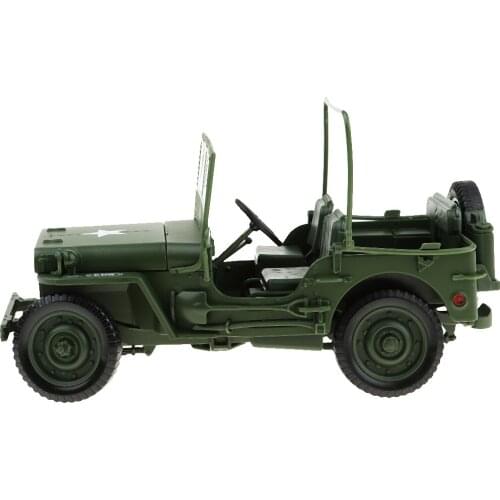 1/18 Diecast Metal Willys WWII SUV Car Military Vehicle Collectibles