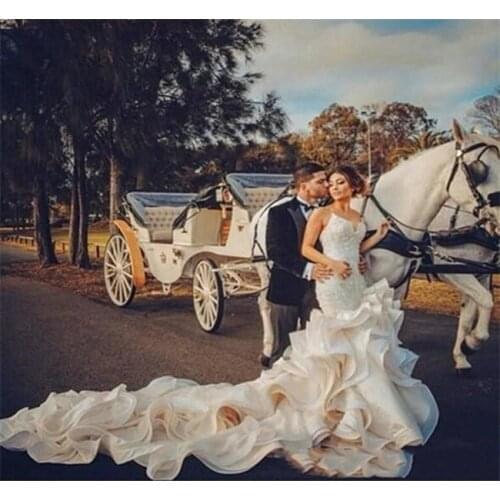 2021 Custom Made Hot Sale Mermaid Wedding Dresses Up Organza Chapel Train Lace Applique Bridal Gowns Cheap Plus Size