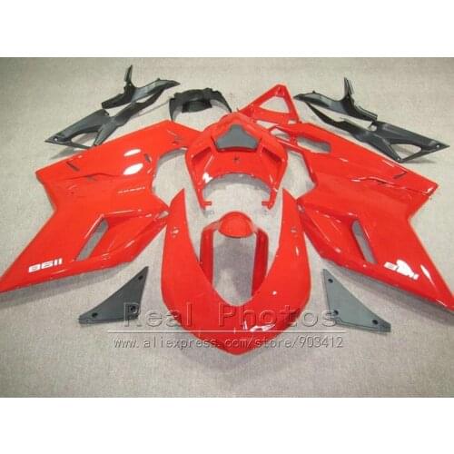 Top selling fairing kit for Ducati 848 1098 1198 07 08 09 10 11 red black fairings set 848 1198 2007-2011 HZ36