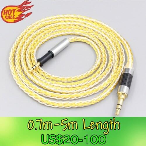 LN007277 8 Core Silver Gold Plated Braided Earphone Cable For AKG K450 K451 K452 K480 Q460 Headset Headphone