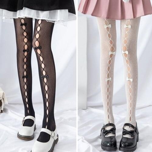 Lolita Women Tights Bowkno Lace Mesh Tights Women Hollow Out Woman Pantyhose Stockings