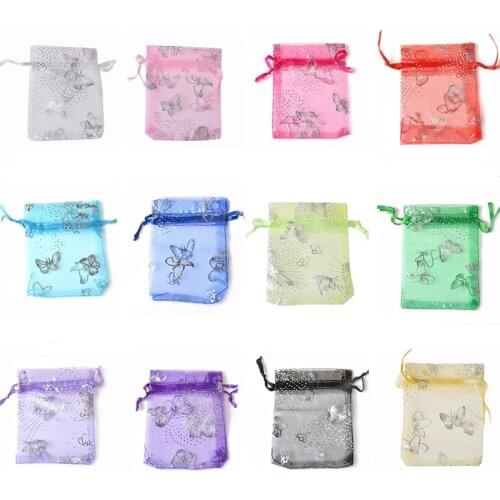 20P 7x9 9x12 11x16 13x18 15x20cm Drawable Organza Jewelry Packaging Bags Wedding Party Decoration Favors Gift Candy Bags Pouches