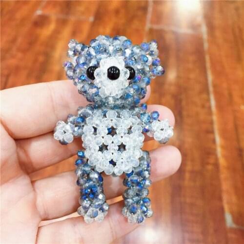 Cute Bear Keychain Austrian Crystal Colorful Hand Made Key Ring Gift For Women Girls Bag Pendant Charms Key Chains As Gift