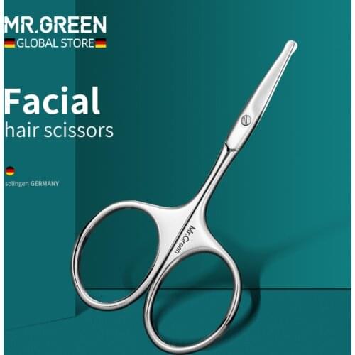 MR.GREEN Stainless Steel Mini Portable Curved Mustache Nose Ear Hair Beard Remover Scissors Trimmer Makeup Eyebrows Safety Tips