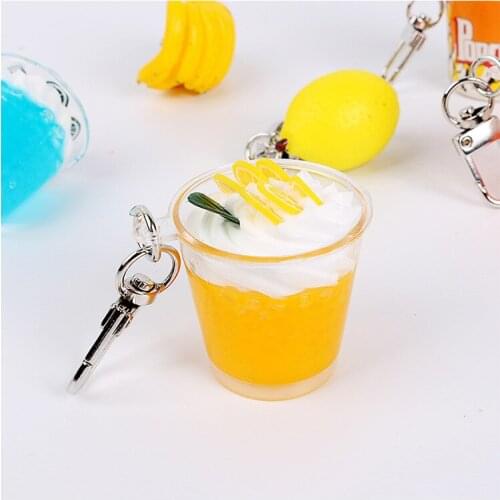 Mini Cute Imitation Ice Cream Key Chain Resin Funny Fruit Strawberry Lemon Grapes Keyrings Girl Creative Handbag Keychain
